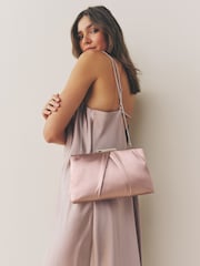 Pink Satin Pleat Clutch Bag - Image 3 of 9