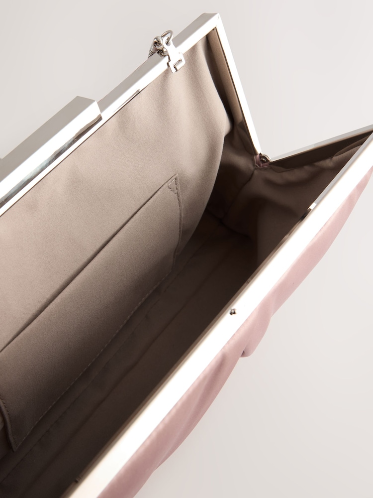 Pink Satin Pleat Clutch Bag - Image 9 of 9