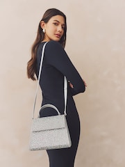 Silver Structured Top Handle Bag - Image 2 of 8