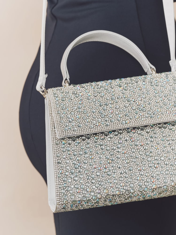 Silver Structured Top Handle Bag - Image 3 of 8