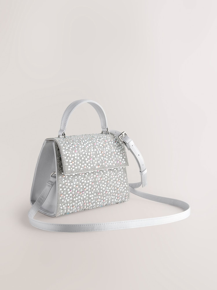 Silver Structured Top Handle Bag - Image 4 of 8