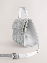 Silver Structured Top Handle Bag - Image 7 of 8