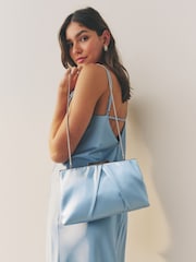 Blue Satin Pleat Clutch Bag - Image 3 of 9