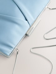 Blue Satin Pleat Clutch Bag - Image 7 of 9