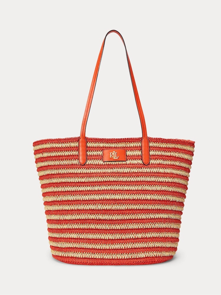 Lauren Ralph Lauren Brie Stripe Straw Tote Bag - Image 1 of 5