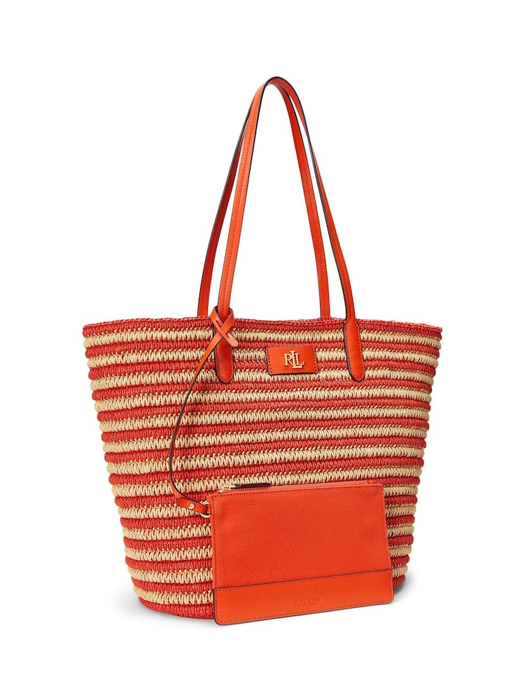 Lauren Ralph Lauren Brie Stripe Straw Tote Bag - Image 5 of 5