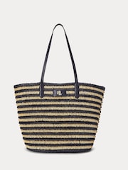 Lauren Ralph Lauren Brie Stripe Straw Tote Bag - Image 1 of 6