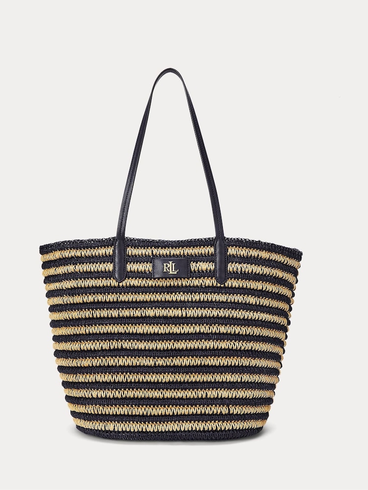 Lauren Ralph Lauren Brie Stripe Straw Tote Bag - Image 1 of 6