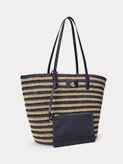 Lauren Ralph Lauren Brie Stripe Straw Tote Bag - Image 3 of 6