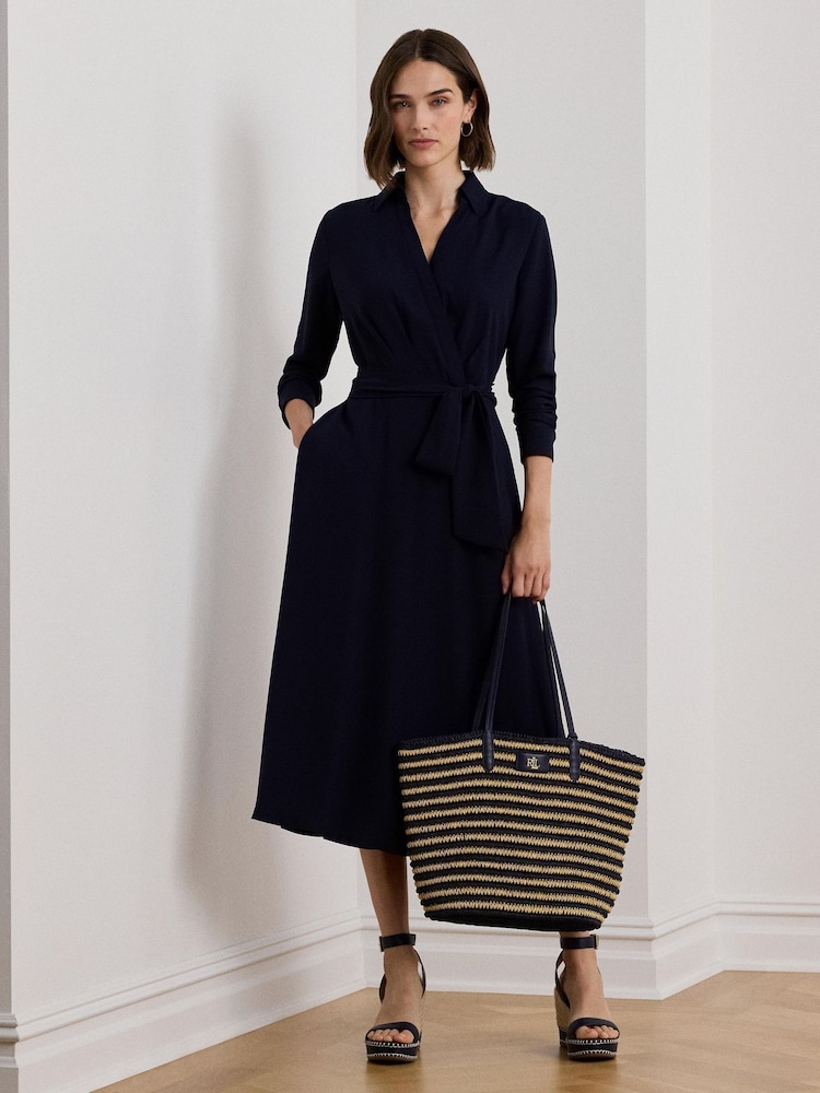 Lauren Ralph Lauren Brie Stripe Straw Tote Bag - Image 6 of 6