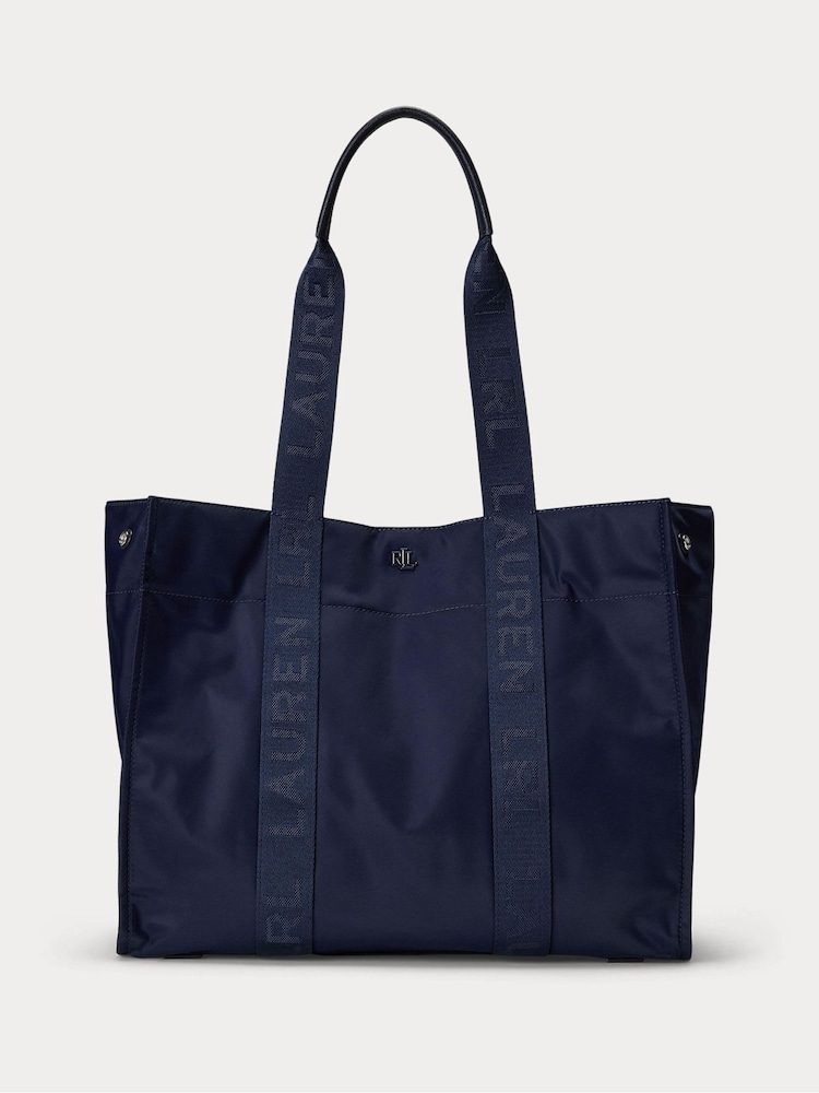 Marineblau - Lauren Ralph Lauren – Stevie – Tote-Bag aus Nylon mit Logo auf dem Griff - Bild 1 von 7