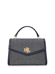 Lauren Ralph Lauren Navy Farrah Canvas & Leather Satchel 100% Cotton	Bag - Image 1 of 7