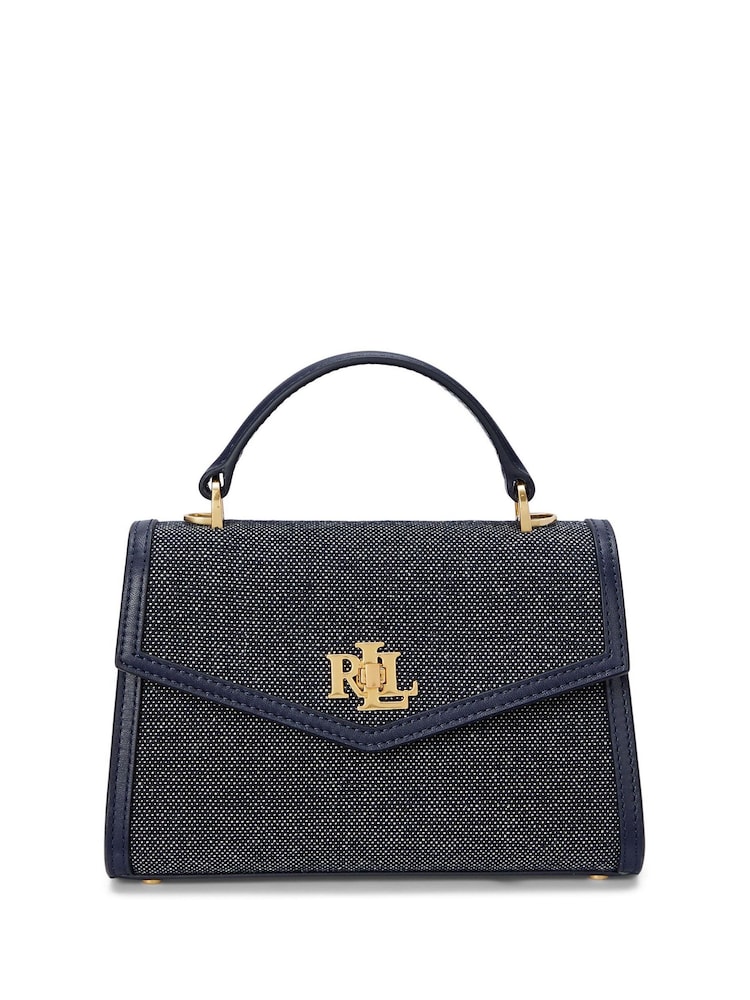 Lauren Ralph Lauren Navy Farrah Canvas & Leather Satchel 100% Cotton	Bag - Image 1 of 7