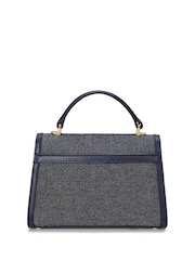Lauren Ralph Lauren Navy Farrah Canvas & Leather Satchel 100% Cotton	Bag - Image 2 of 7