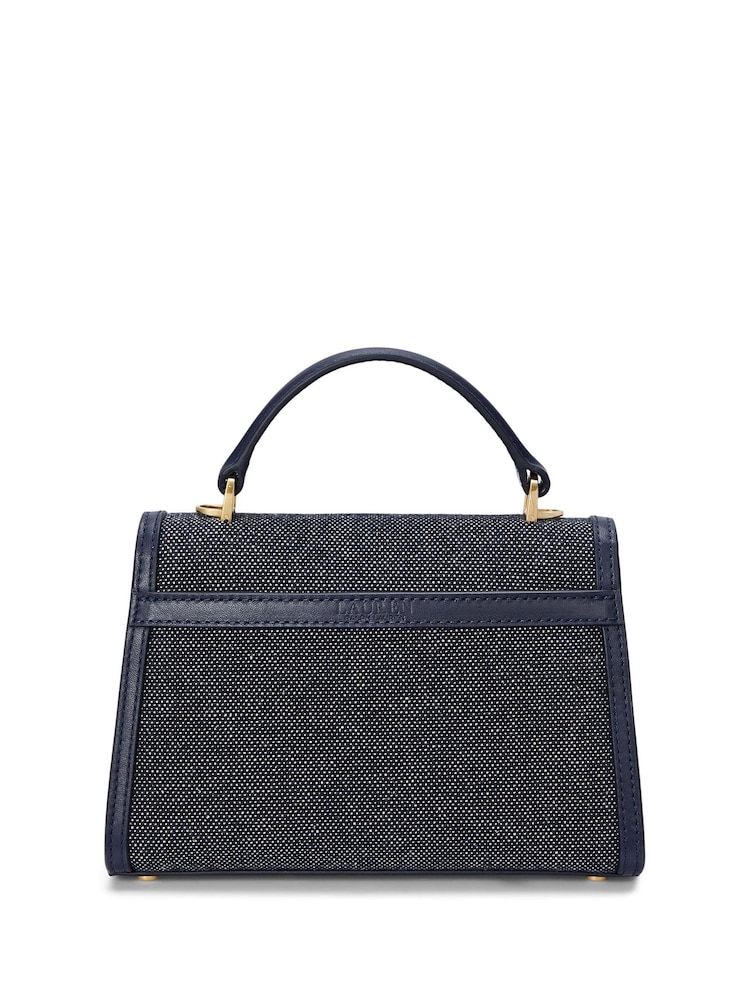 Lauren Ralph Lauren Navy Farrah Canvas & Leather Satchel 100% Cotton	Bag - Image 2 of 7