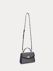 Lauren Ralph Lauren Navy Farrah Canvas & Leather Satchel 100% Cotton	Bag - Image 4 of 7