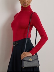 Lauren Ralph Lauren Navy Farrah Canvas & Leather Satchel 100% Cotton	Bag - Image 7 of 7