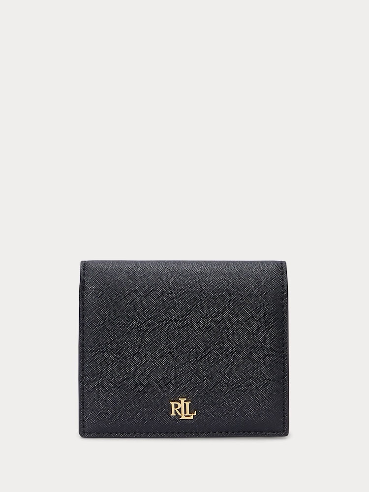 Lauren Ralph Lauren Crosshatch Leather Compact Black Purse - Image 1 of 3