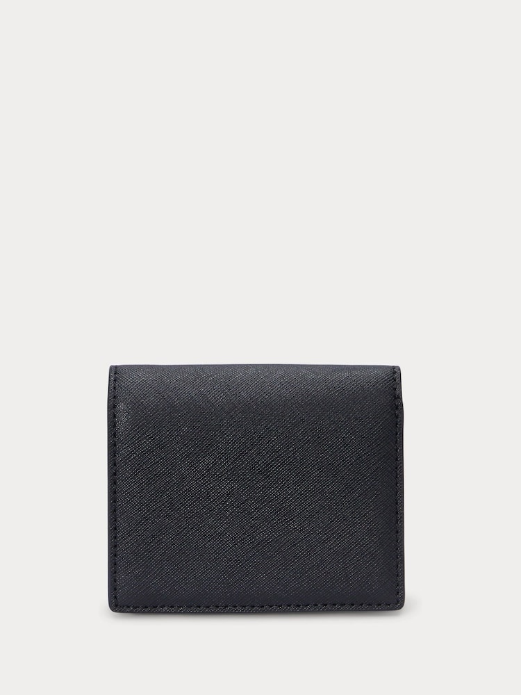 Lauren Ralph Lauren Crosshatch Leather Compact Black Purse - Image 2 of 3