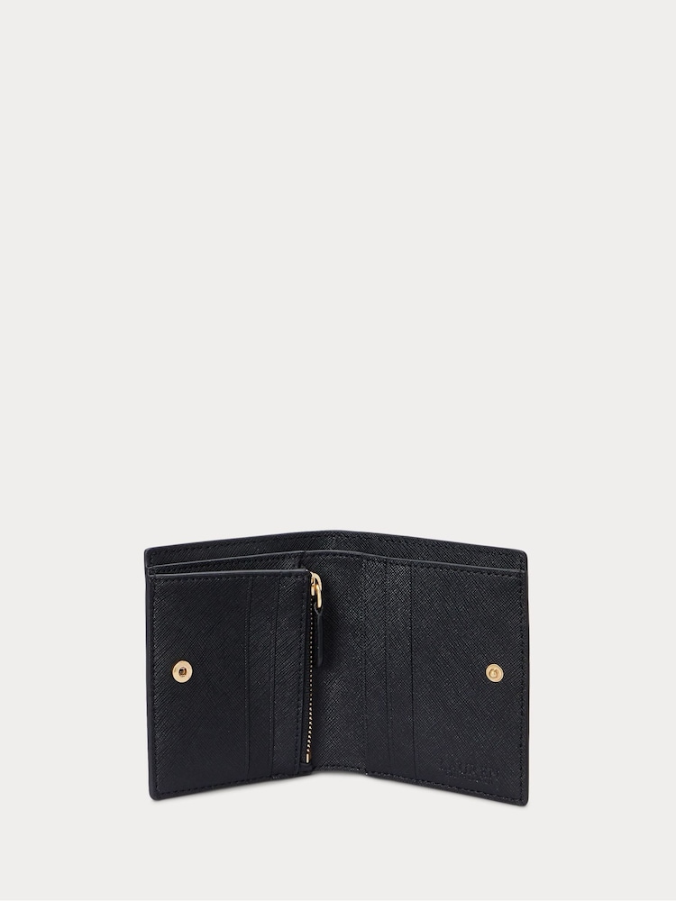 Lauren Ralph Lauren Crosshatch Leather Compact Black Purse - Image 3 of 3