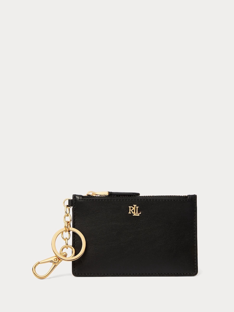 Lauren Ralph Lauren Black Leather Zip Card Case Purse - Image 1 of 2