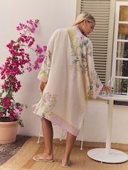 Yellow/Lilac Floral - Удлиненная накидка в стиле кимоно - Image 4 of 5