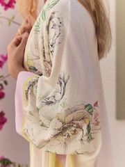 Yellow/Lilac Floral - Удлиненная накидка в стиле кимоно - Image 5 of 5