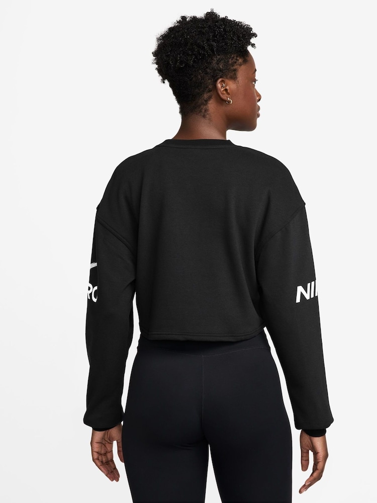 Nike Black Pro Dri-FIT French Terry Crew Neck Sweatshirt - Image 2 of 3
