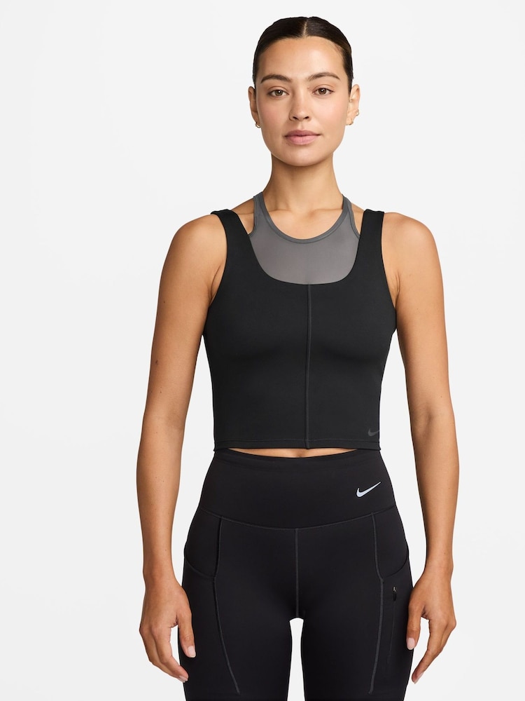 Nike Black One Fitted Dri-FIT Cropped Short Sleeve Top - Image 1 of 3