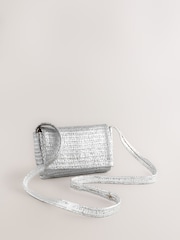Silver Weaved Straw Look Cross-Body Bag - Image 1 of 5