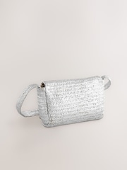 Silver Weaved Straw Look Cross-Body Bag - Image 2 of 5
