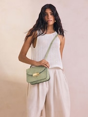 Khaki Green Structured Cross Body Bag - Image 2 of 9