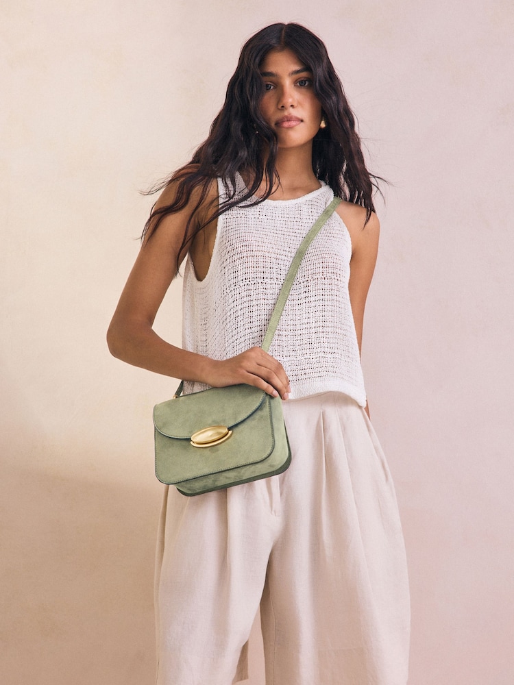 Khaki Green Structured Cross Body Bag - Image 2 of 9 Khaki Green Structured Cross Body Bag - Image 2 of 9