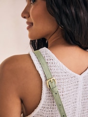 Khaki Green Structured Cross Body Bag - Image 3 of 9