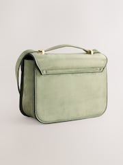 Khaki Green Structured Cross Body Bag - Image 6 of 9