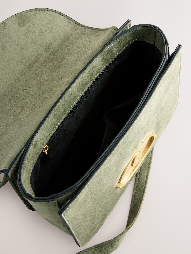 Khaki Green Structured Cross Body Bag - Image 9 of 9 Khaki Green Structured Cross Body Bag - Image 9 of 9