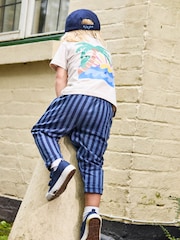 JoJo Maman Bébé Navy Blue Stripe Stripe Trousers - Image 2 of 3