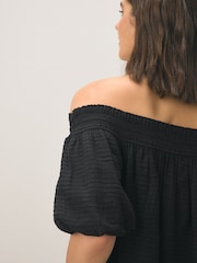 Black Bandeau Crinkle Textured Mini Dress - Image 2 of 4