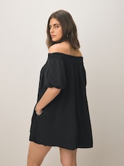 Black Bandeau Crinkle Textured Mini Dress - Image 3 of 4