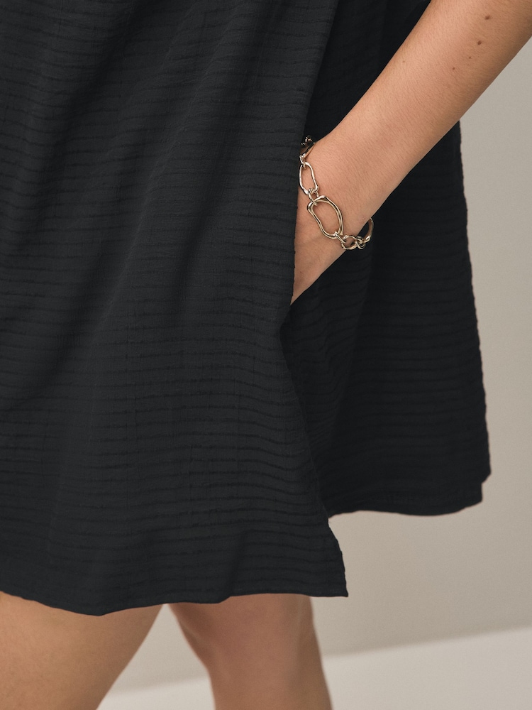 Black Bandeau Crinkle Textured Mini Dress - Image 4 of 4