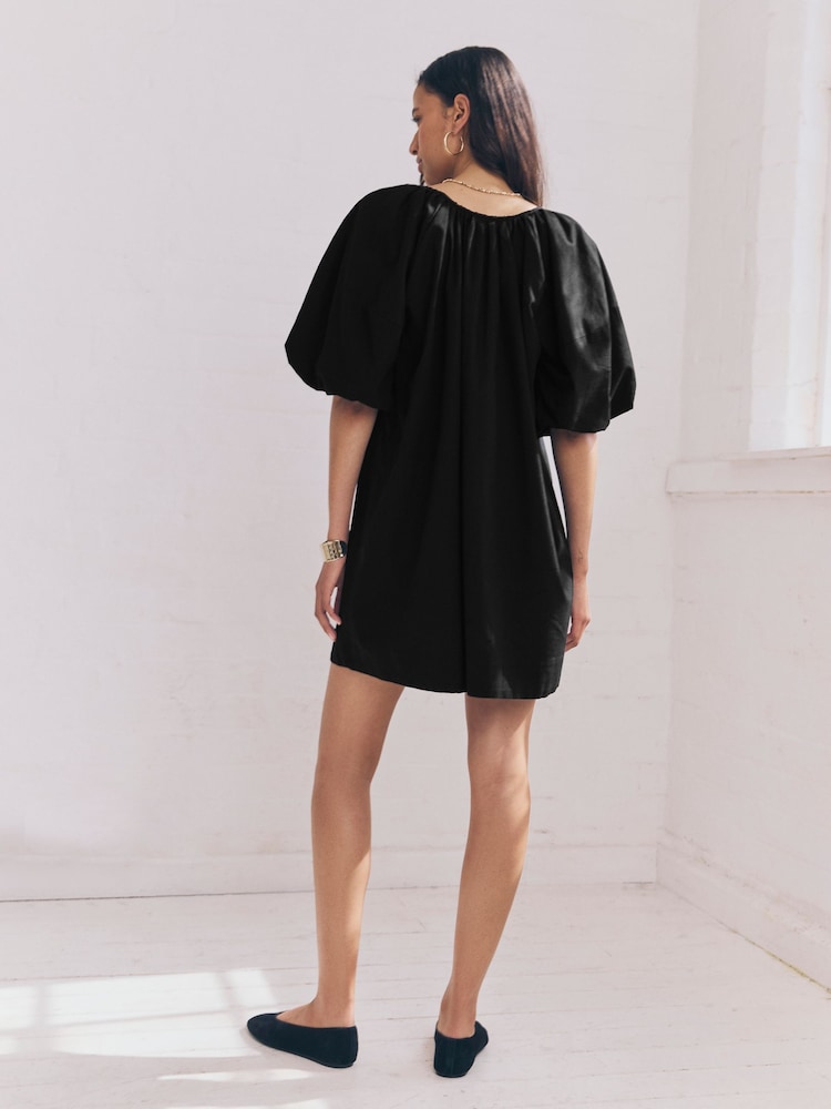 cotton puff sleeve mini dress Cotton Puff-Sleeve Mini Dress
