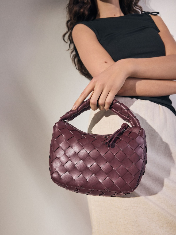 Burgundy Red Weave Cross-Body Bag - Image 1 of 1
