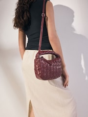 Burgundy Red Raffia Effect Hand Held Bag - Image 2 of 9