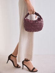 Burgundy Red Raffia Effect Hand Held Bag - Image 3 of 9