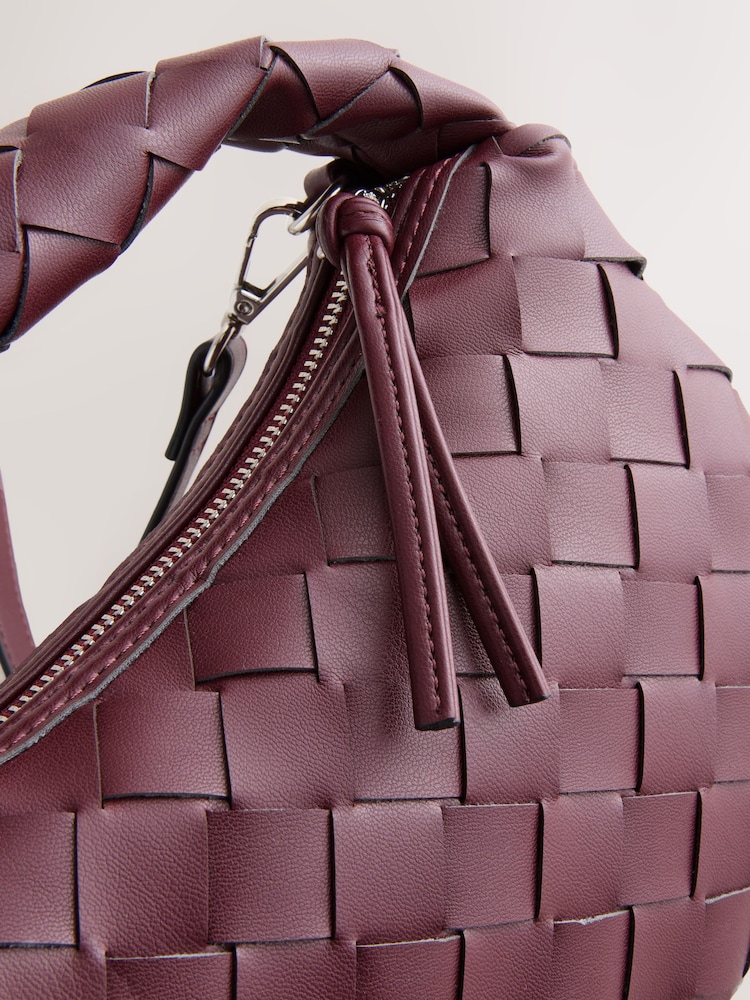 Burgundy Red Raffia Effect Hand Held Bag - Image 9 of 9
