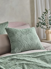 Sage Green 59 x 59cm Basset Embossed Faux Fur Cushion - Image 1 of 5