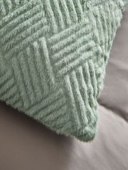 Sage Green 59 x 59cm Basset Embossed Faux Fur Cushion - Image 2 of 5