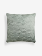 Sage Green 59 x 59cm Basset Embossed Faux Fur Cushion - Image 3 of 5