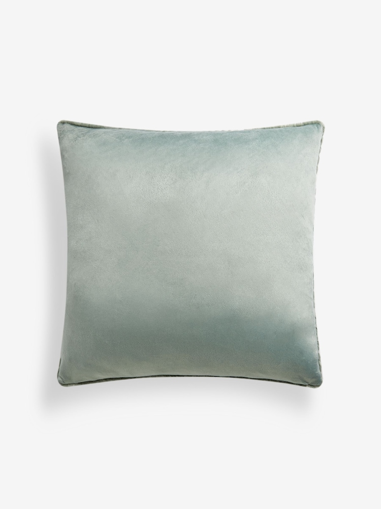 Sage Green 59 x 59cm Basset Embossed Faux Fur Cushion - Image 5 of 5