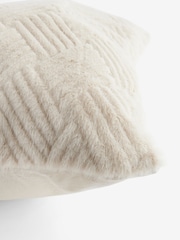 Natural 59 x 59cm Basset Embossed Faux Fur Cushion - Image 3 of 3